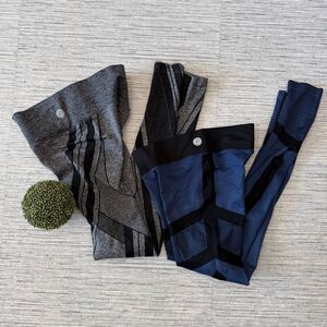 Pure Barre High-Waisted Seamless Panelled Contouring Leggings Set Size Medium  F